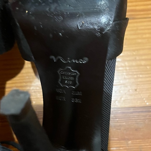 Nina Heels Black Open-Toed Peep Toe Satin Bow Heels Sz 8.5 EUC w/ Ankle Strap - Picture 8 of 9